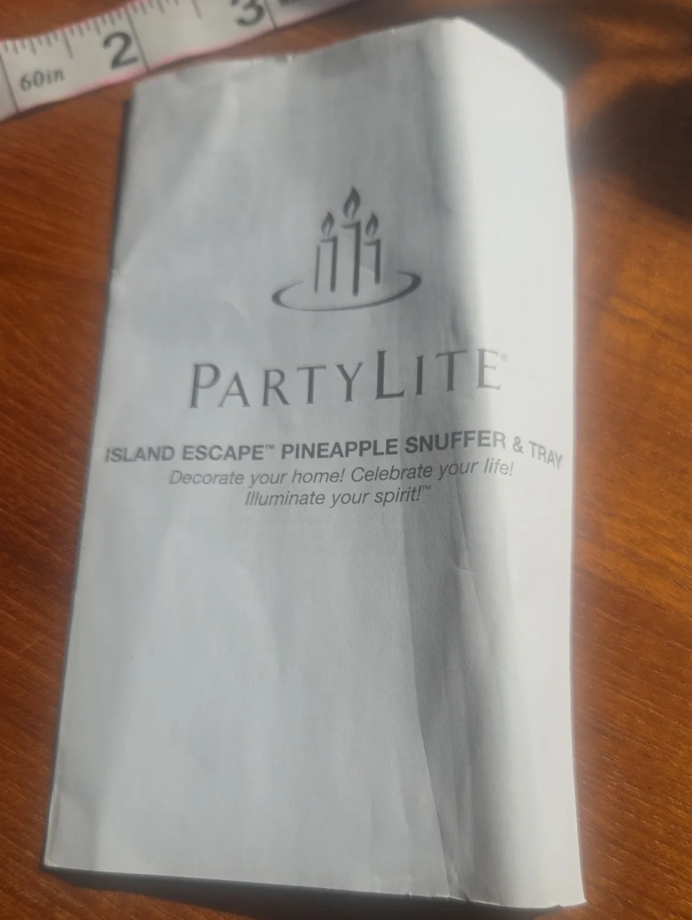 PartyLite Gold Pineapple Candle Snuffer With Jeweled Tray NIB